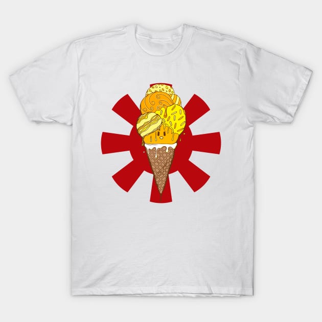 Sunburst Orange Ice Cream Cone T-Shirt by kenallouis